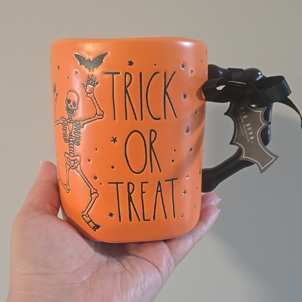 Rae Dunn Orange Artisan Mug with Black Handle